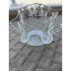 Pilgrim Holly Berries Design Embossed Clear Handblown‎ Bowl